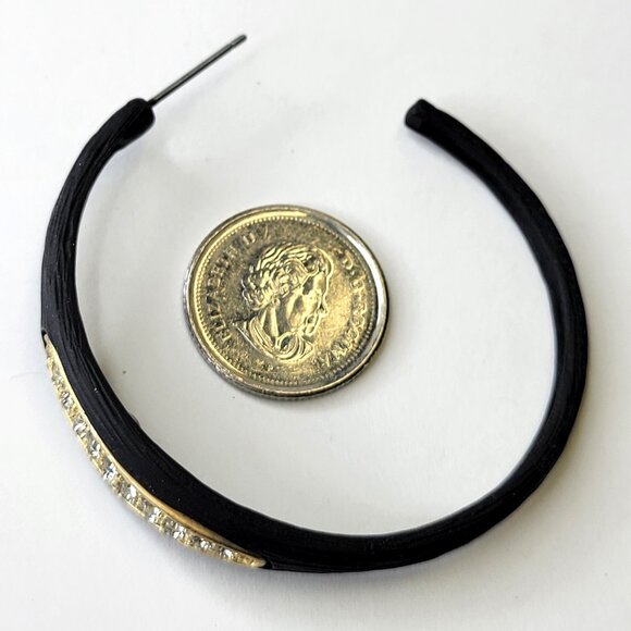 Black Hoop Earrings With crystals - Picture 5 of 9